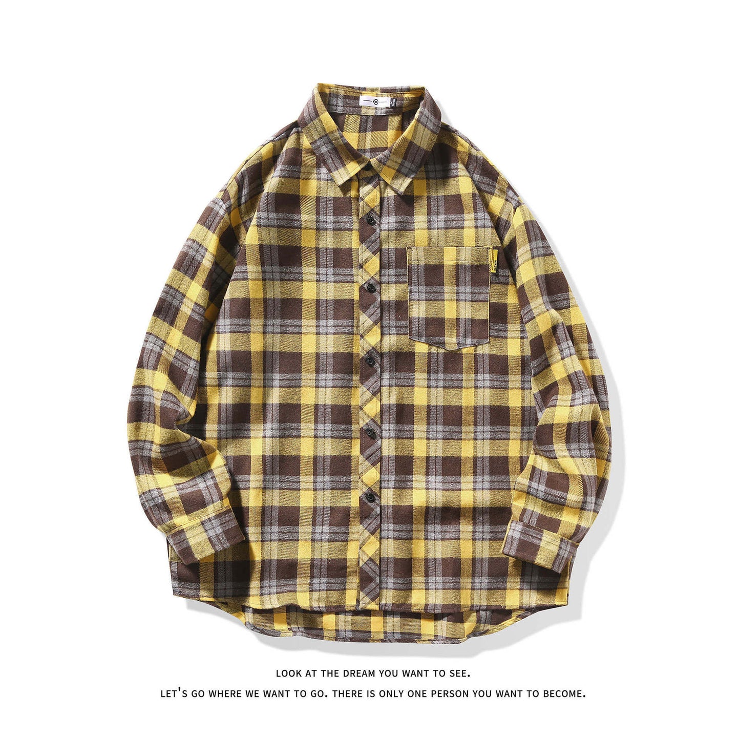 Mens Loose-fitting Casual Long-sleeve Plaid Shirt