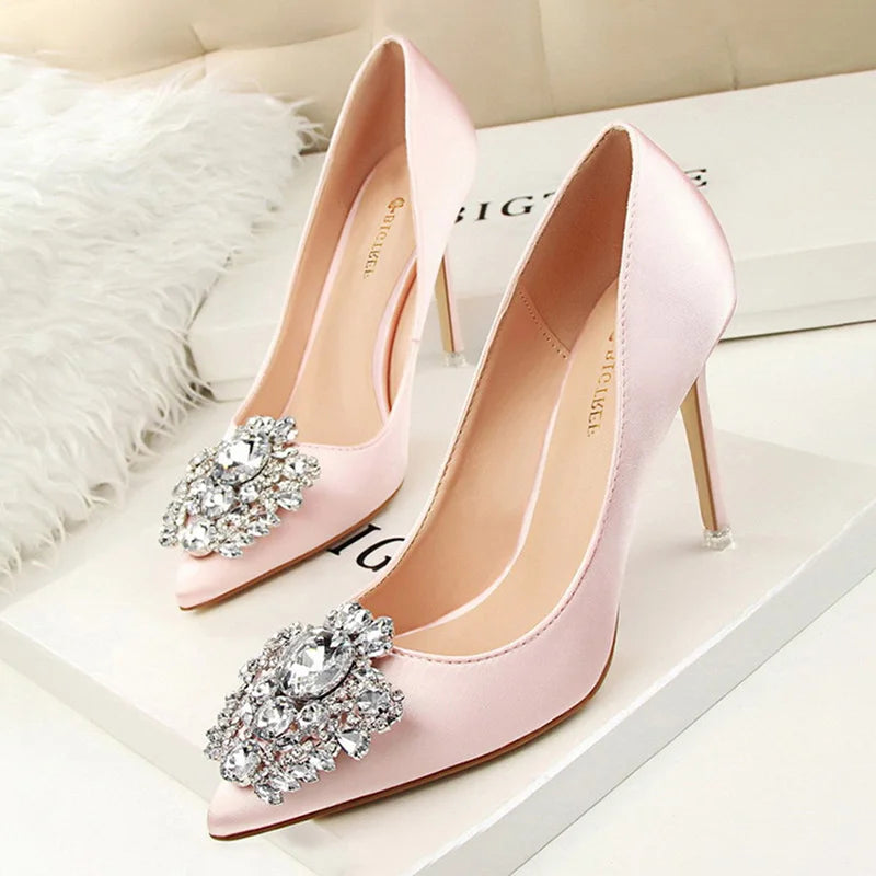 Shoes Rhinestone Women Pumps Stiletto Women Shoes Sexy High Heels Wedding Shoes Luxurious Women Heels Party Shoes Female