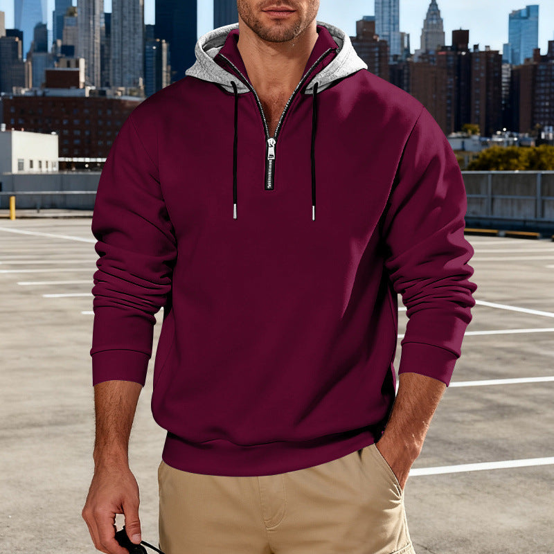 Light-luxury Commuter-style Long-sleeve Hoodie With A Stand-up Collar