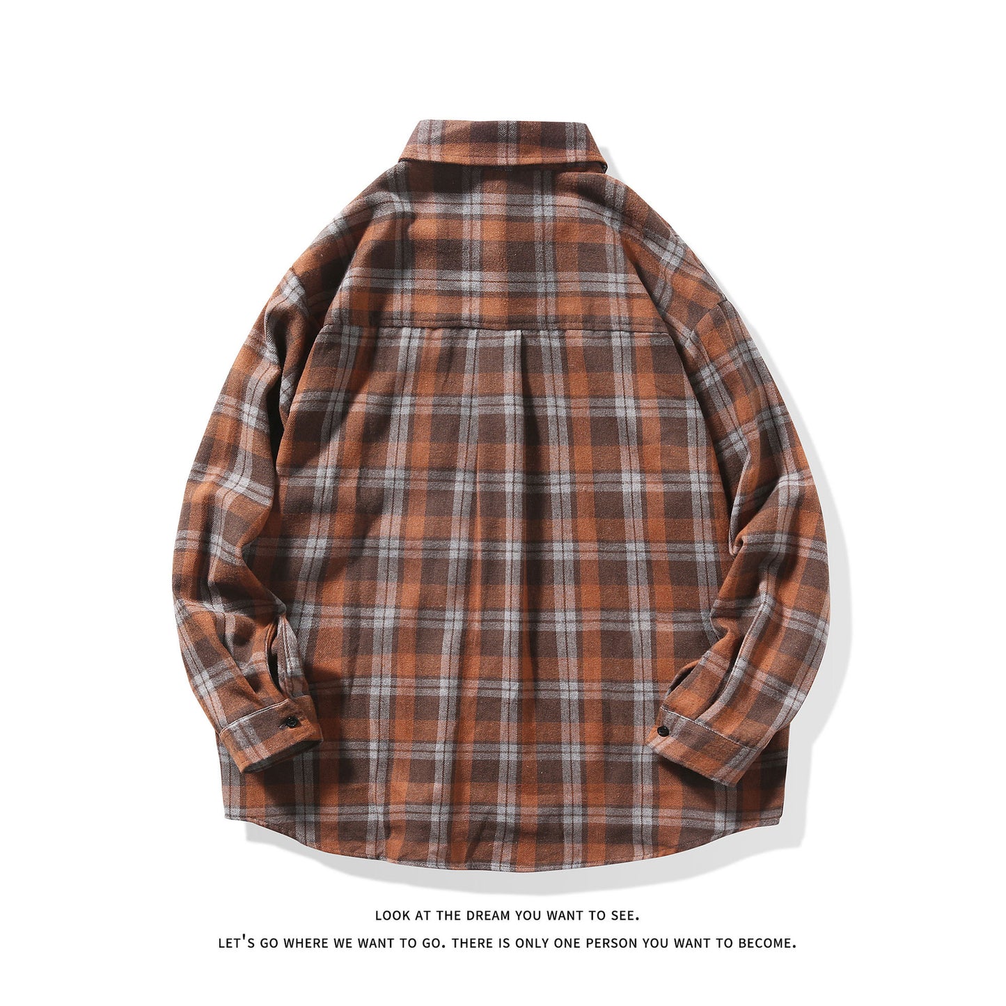 Mens Loose-fitting Casual Long-sleeve Plaid Shirt