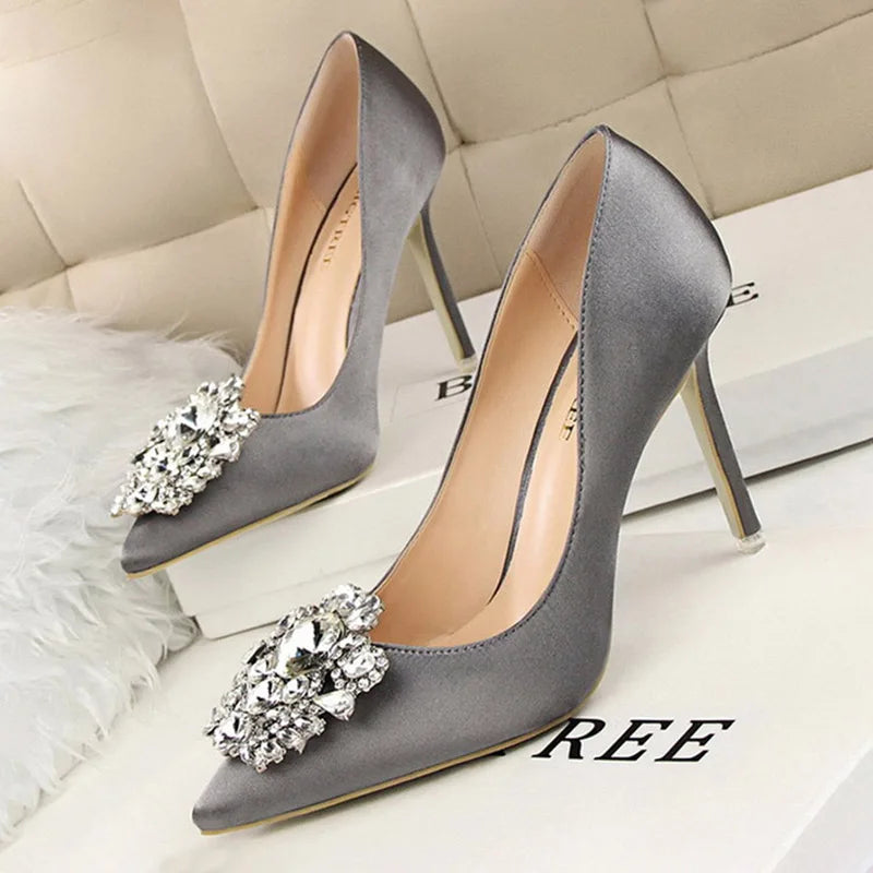 Shoes Rhinestone Women Pumps Stiletto Women Shoes Sexy High Heels Wedding Shoes Luxurious Women Heels Party Shoes Female