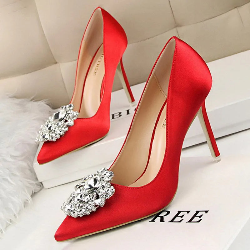 Shoes Rhinestone Women Pumps Stiletto Women Shoes Sexy High Heels Wedding Shoes Luxurious Women Heels Party Shoes Female
