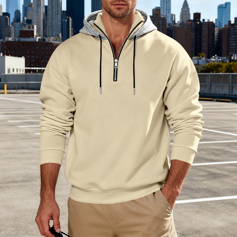 Light-luxury Commuter-style Long-sleeve Hoodie With A Stand-up Collar