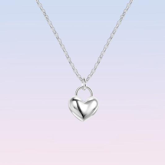 Stylish Sterling Silver Heart Pendant Necklace With A Smooth Finish
