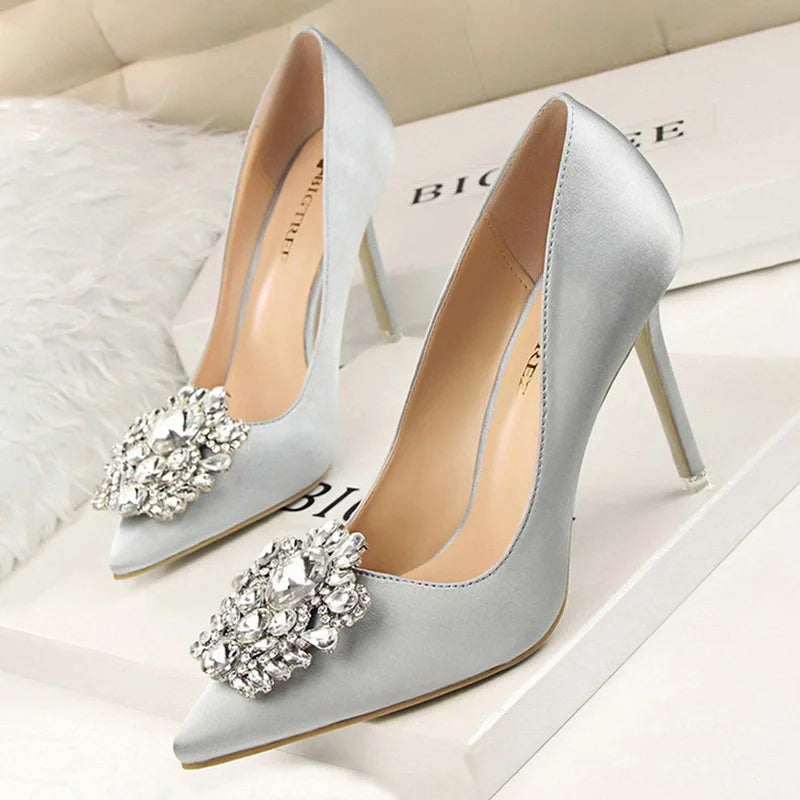 Shoes Rhinestone Women Pumps Stiletto Women Shoes Sexy High Heels Wedding Shoes Luxurious Women Heels Party Shoes Female