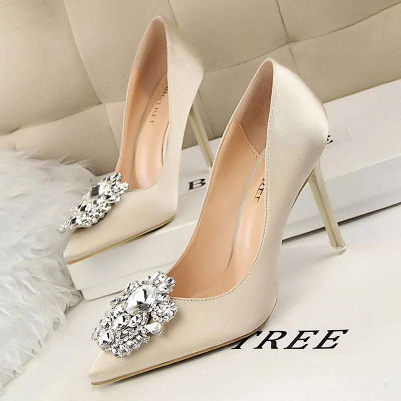 Shoes Rhinestone Women Pumps Stiletto Women Shoes Sexy High Heels Wedding Shoes Luxurious Women Heels Party Shoes Female