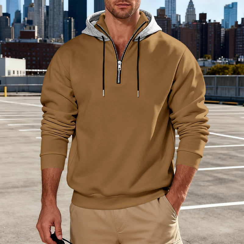 Light-luxury Commuter-style Long-sleeve Hoodie With A Stand-up Collar