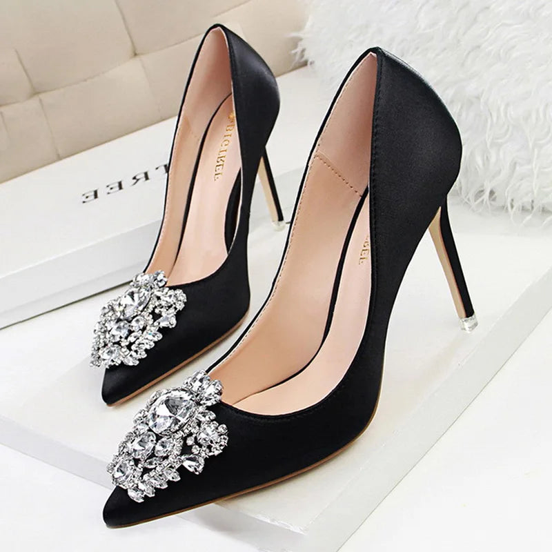 Shoes Rhinestone Women Pumps Stiletto Women Shoes Sexy High Heels Wedding Shoes Luxurious Women Heels Party Shoes Female