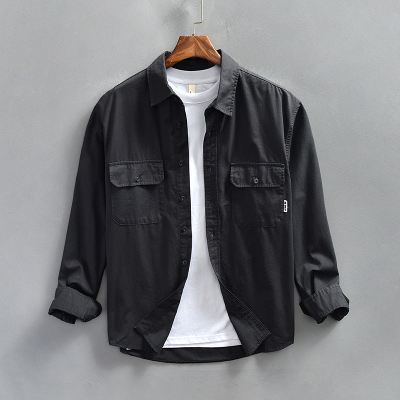 Fashionable Minimalist Loose Fitting Casual Mens Long Sleeve Shirt Jacket