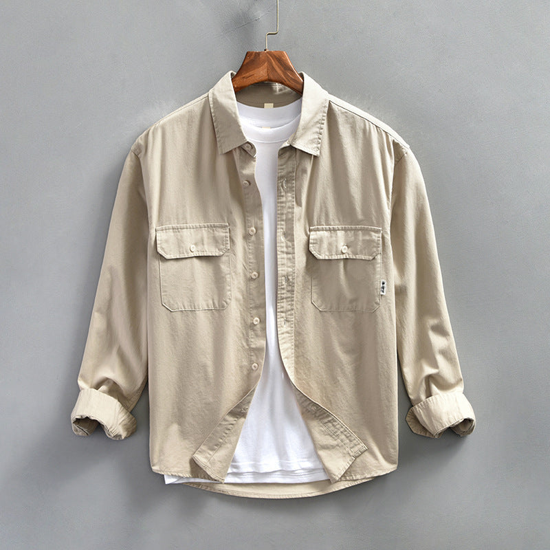 Fashionable Minimalist Loose Fitting Casual Mens Long Sleeve Shirt Jacket