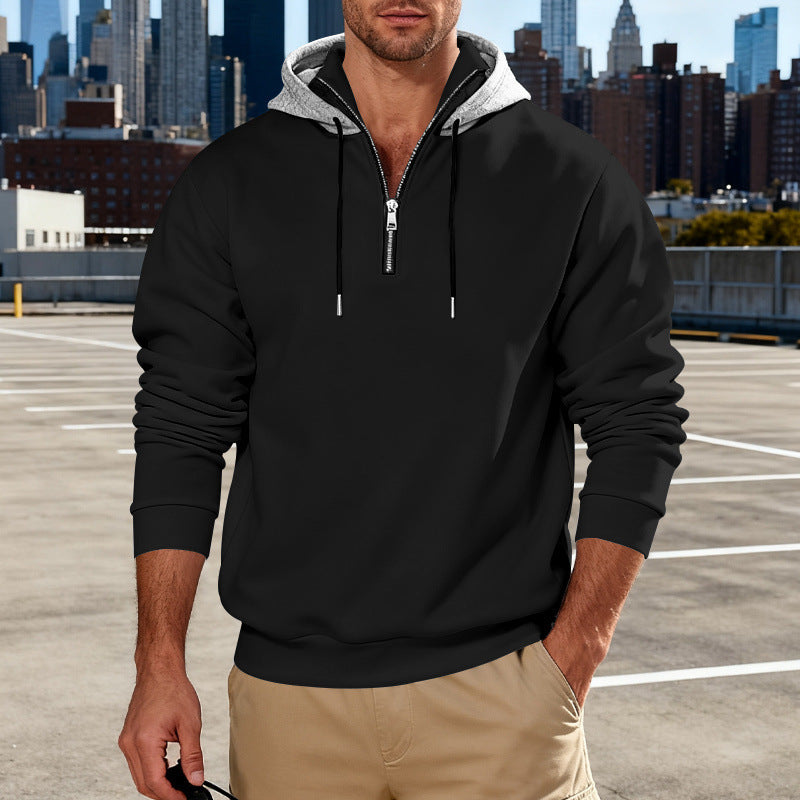 Light-luxury Commuter-style Long-sleeve Hoodie With A Stand-up Collar