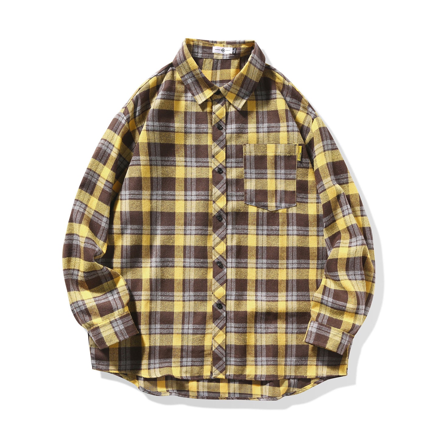 Mens Loose-fitting Casual Long-sleeve Plaid Shirt