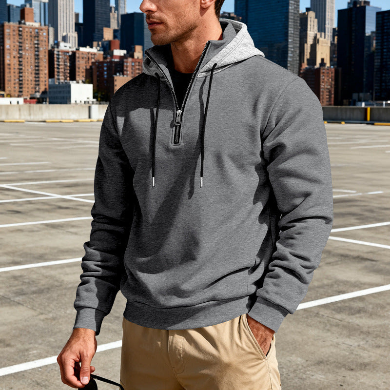 Light-luxury Commuter-style Long-sleeve Hoodie With A Stand-up Collar