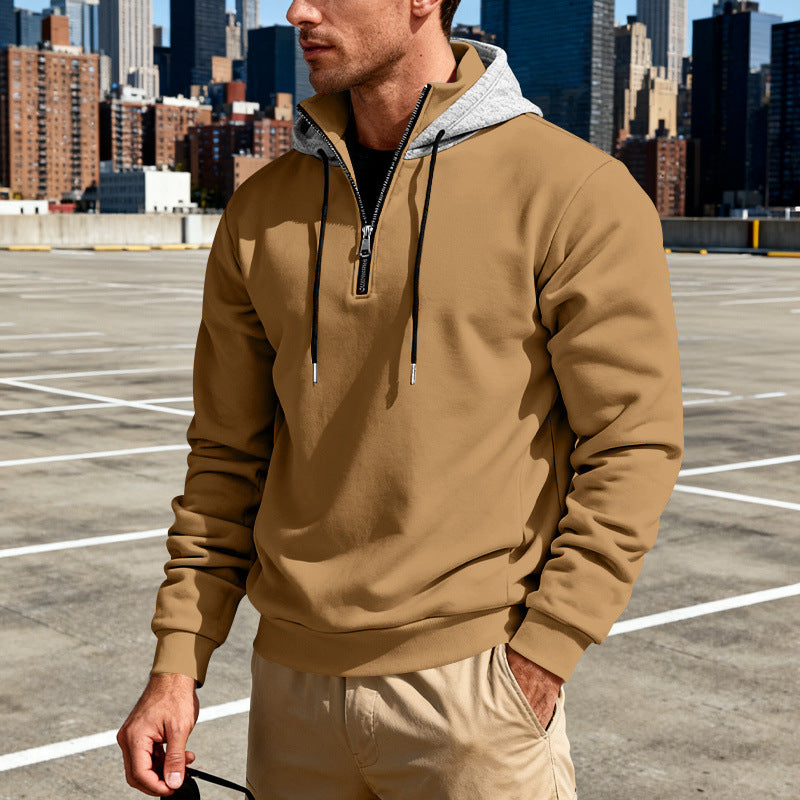 Light-luxury Commuter-style Long-sleeve Hoodie With A Stand-up Collar